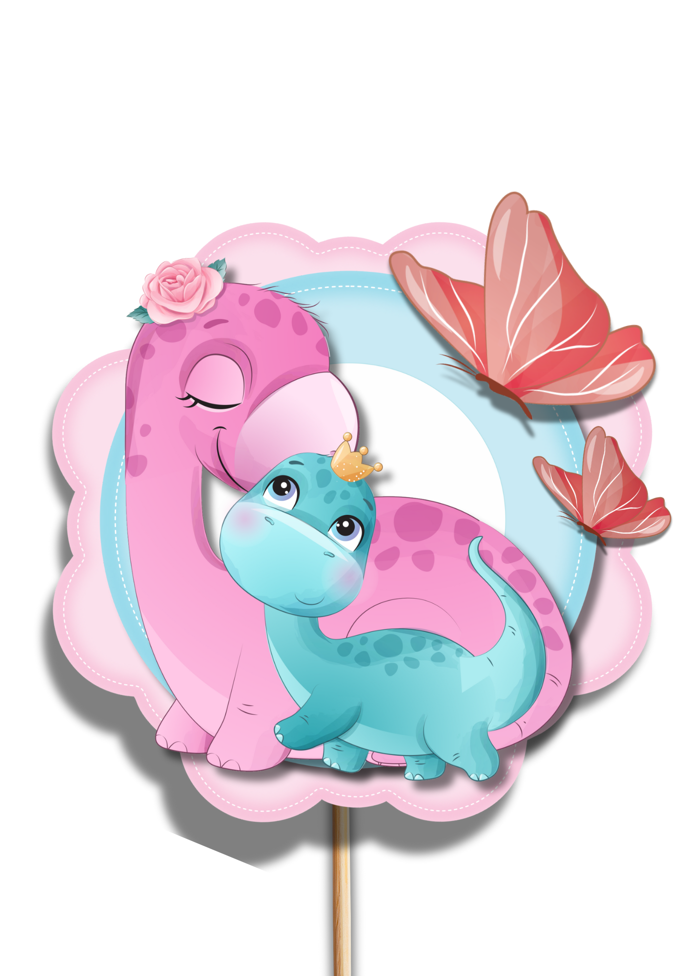 Floral Dinosaur 3D Cake Topper