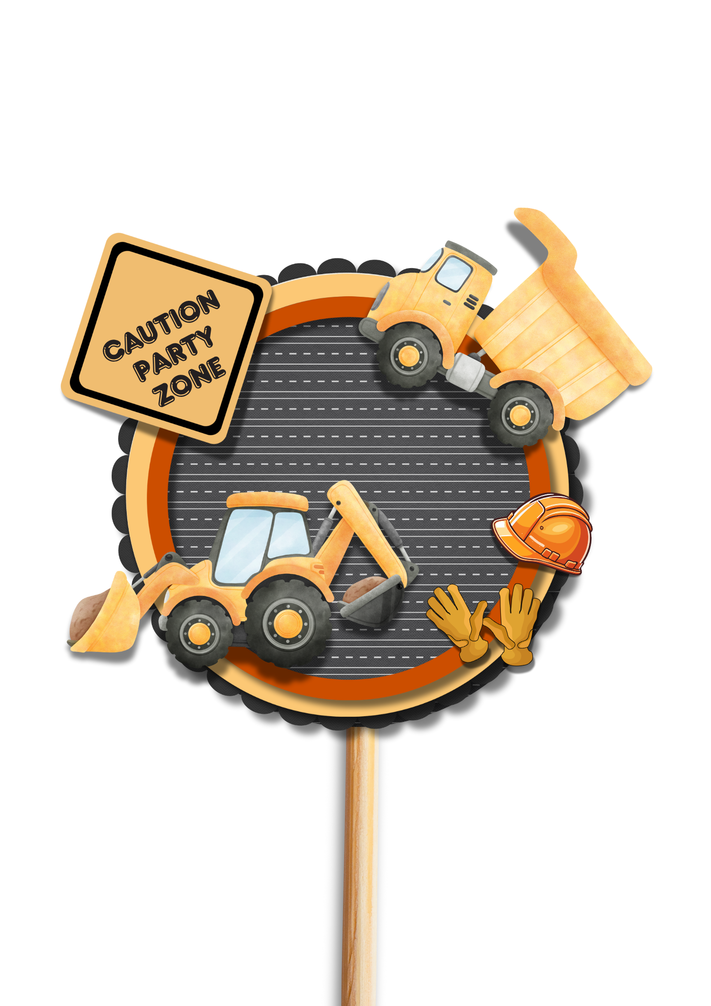 Construction Theme 3D Cake Topper